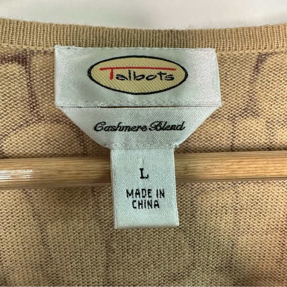 Talbots Cashmere Blend Sweater. Brown Animal Print. Large. - Picture 3 of 6